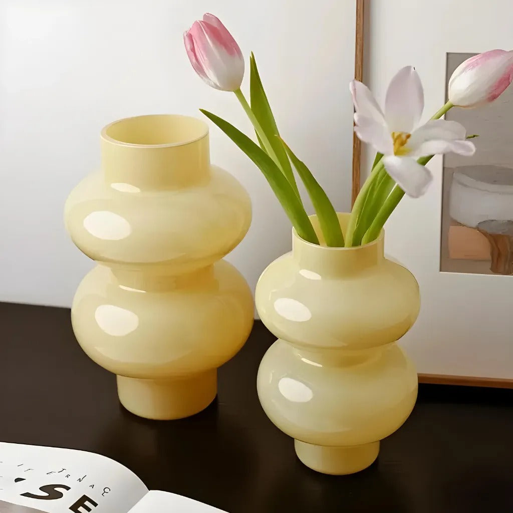 Vaso  Decorativo em Vidro - Viborg Creme