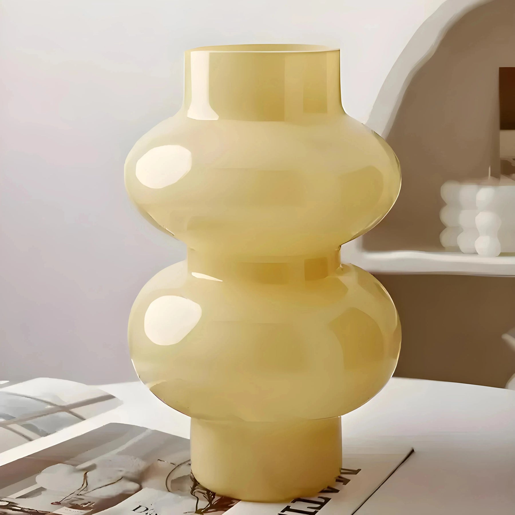 Vaso  Decorativo em Vidro - Viborg Creme