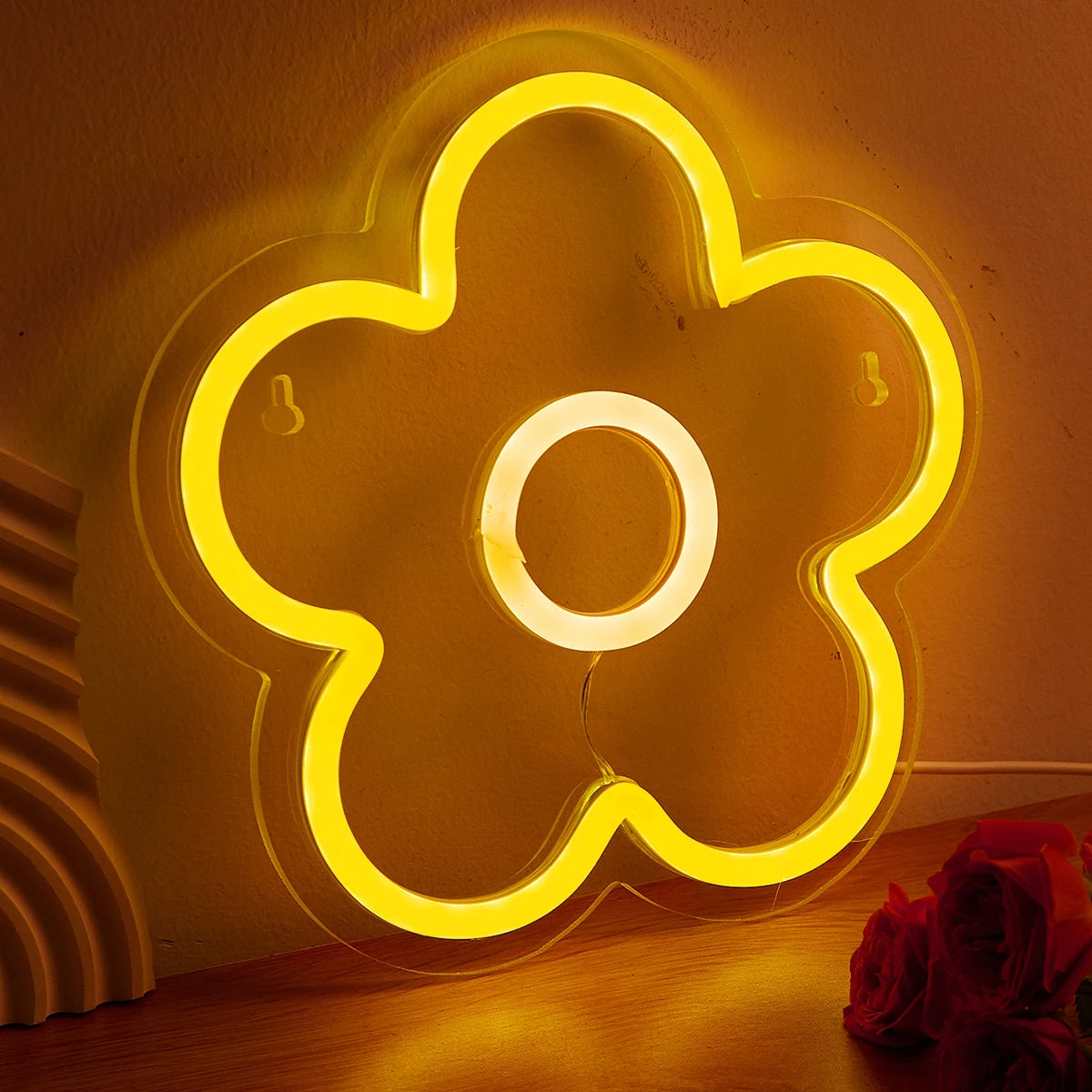 Luminária Painel Neon Led - Florzinha Amarela (22 x 22cm)